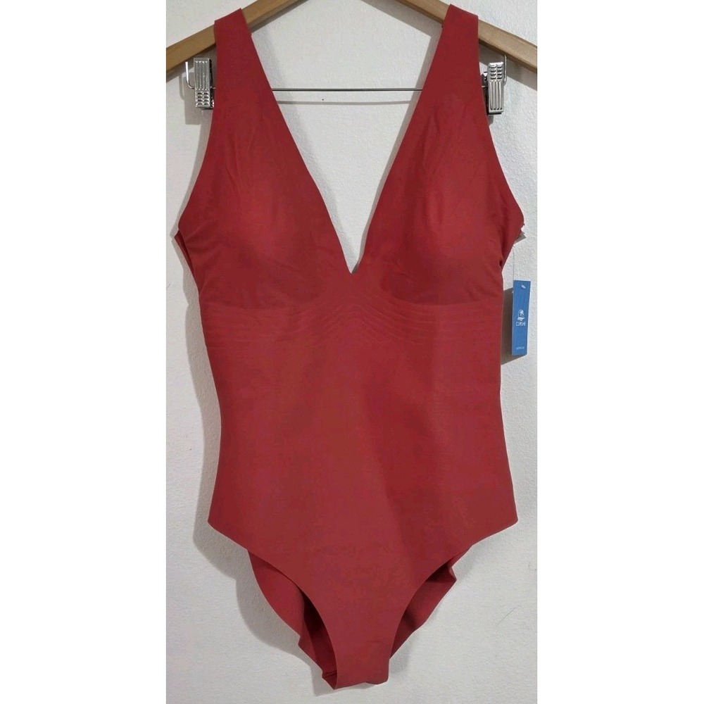 CUPSHE Women's Coral Tummy Control V Neck One Piece Swimsuit Sz XL Shapewear NWT